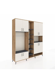 Hyperion Dolap 18 Raflı 8 Kapaklı Tek Askılı 220x44x243 Çam-Aytaşı/Antrasit