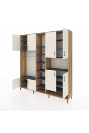 Hyperion Dolap 18 Raflı 8 Kapaklı Tek Askılı 220x44x243 Çam-Aytaşı/Antrasit