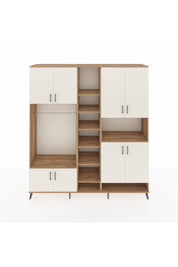 Hyperion Dolap 18 Raflı 8 Kapaklı Tek Askılı 220x44x243 Çam-Aytaşı/Çam