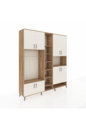 Hyperion Dolap 18 Raflı 8 Kapaklı Tek Askılı 220x44x243 Çam-Aytaşı/Çam