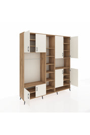 Hyperion Dolap 18 Raflı 8 Kapaklı Tek Askılı 220x44x243 Çam-Aytaşı/Çam