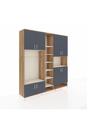Hyperion Dolap 18 Raflı 8 Kapaklı Tek Askılı 220x44x243 Çam-Antrasit/Aytaşı