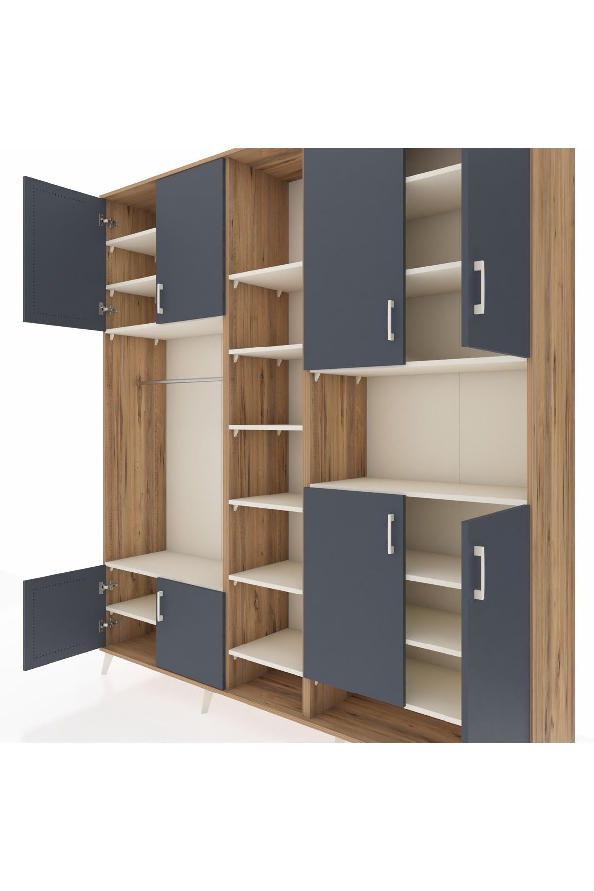 Hyperion Dolap 18 Raflı 8 Kapaklı Tek Askılı 220x44x243 Çam-Antrasit/Aytaşı