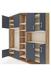 Hyperion Dolap 18 Raflı 8 Kapaklı Tek Askılı 220x44x243 Çam-Antrasit/Aytaşı