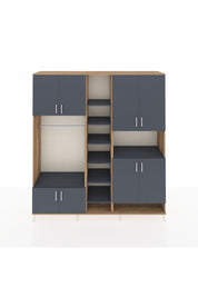 Hyperion Dolap 18 Raflı 8 Kapaklı Tek Askılı 220x44x243 Çam-Antrasit/Antrasit