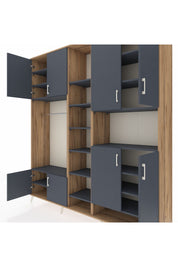 Hyperion Dolap 18 Raflı 8 Kapaklı Tek Askılı 220x44x243 Çam-Antrasit/Antrasit