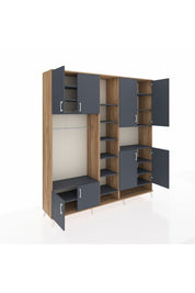 Hyperion Dolap 18 Raflı 8 Kapaklı Tek Askılı 220x44x243 Çam-Antrasit/Antrasit