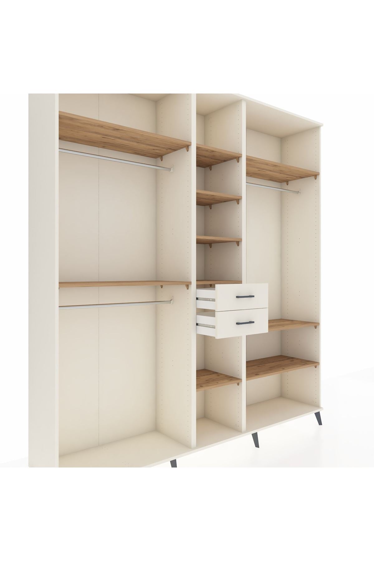 Hyperion Dolap 10 Raflı 2 Çekmeceli 3 Askılı 220x44x243 Aytaşı-Çam/Aytaşı