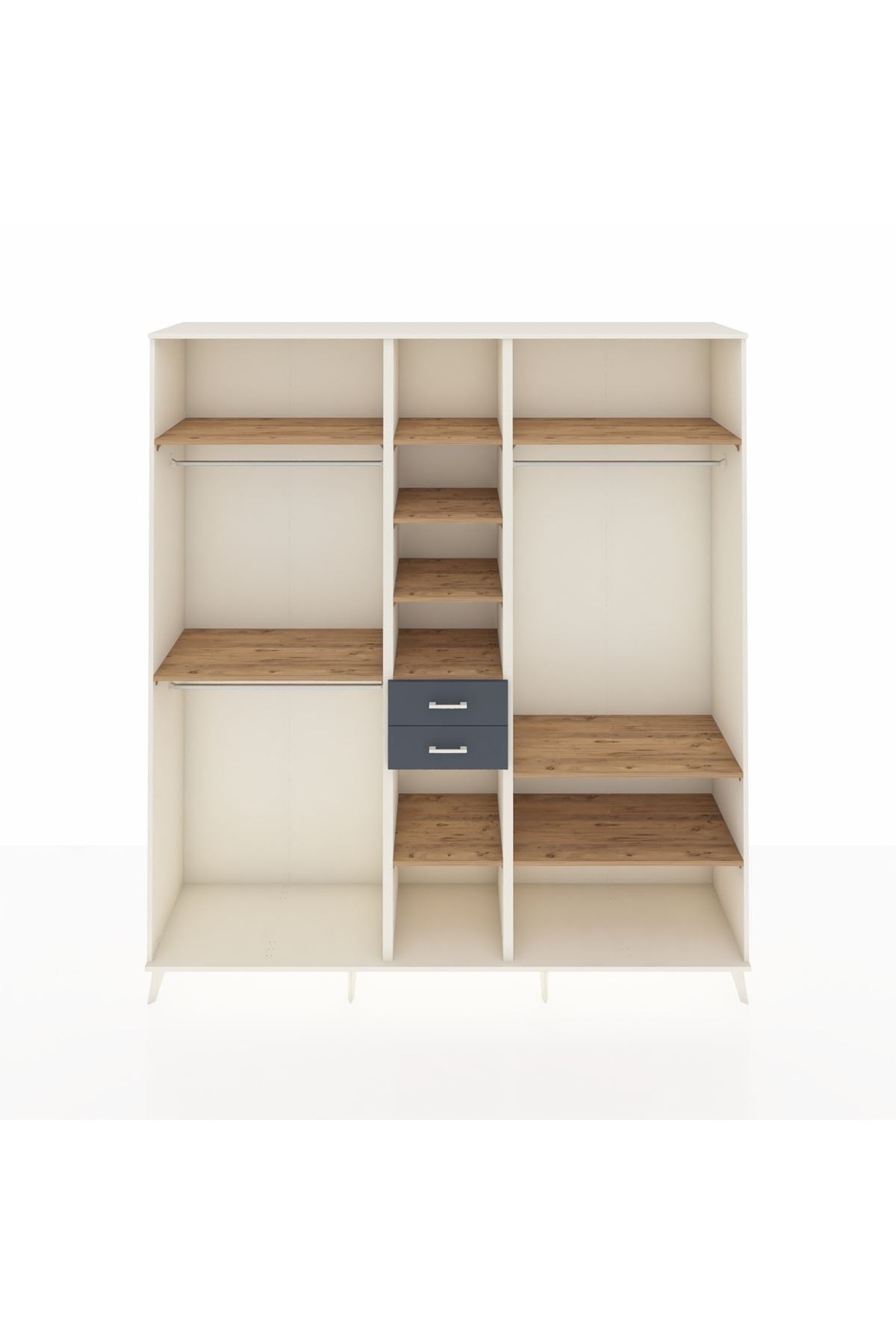 Hyperion Dolap 10 Raflı 2 Çekmeceli 3 Askılı 220x44x243 Aytaşı-Çam/Antrasit