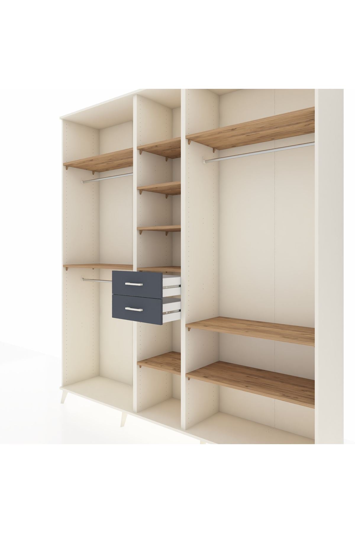 Hyperion Dolap 10 Raflı 2 Çekmeceli 3 Askılı 220x44x243 Aytaşı-Çam/Antrasit