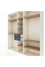 Hyperion Dolap 10 Raflı 2 Çekmeceli 3 Askılı 220x44x243 Aytaşı-Çam/Antrasit