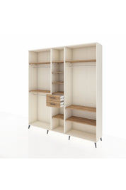 Hyperion Dolap 10 Raflı 2 Çekmeceli 3 Askılı 220x44x243 Aytaşı-Çam/Çam