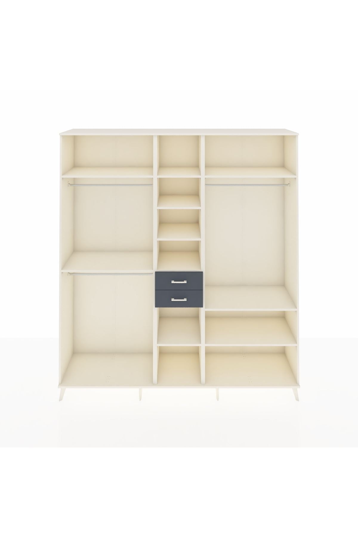 Hyperion Dolap 10 Raflı 2 Çekmeceli 3 Askılı 220x44x243 Aytaşı-Aytaşı/Antrasit