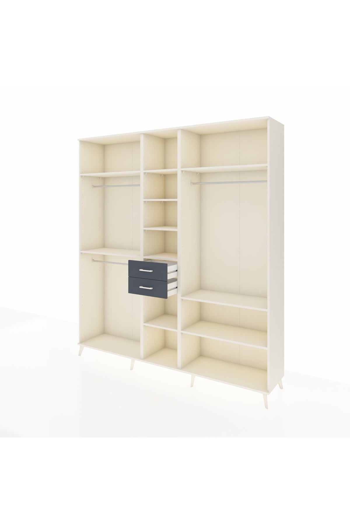 Hyperion Dolap 10 Raflı 2 Çekmeceli 3 Askılı 220x44x243 Aytaşı-Aytaşı/Antrasit