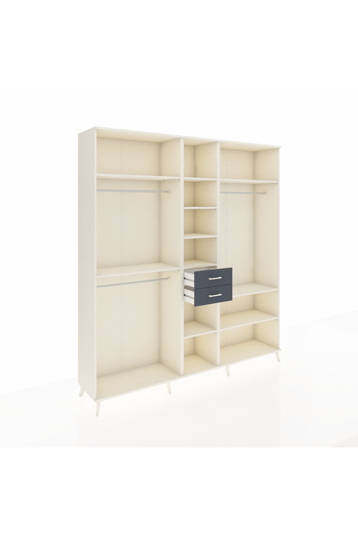 Hyperion Dolap 10 Raflı 2 Çekmeceli 3 Askılı 220x44x243 Aytaşı-Aytaşı/Antrasit