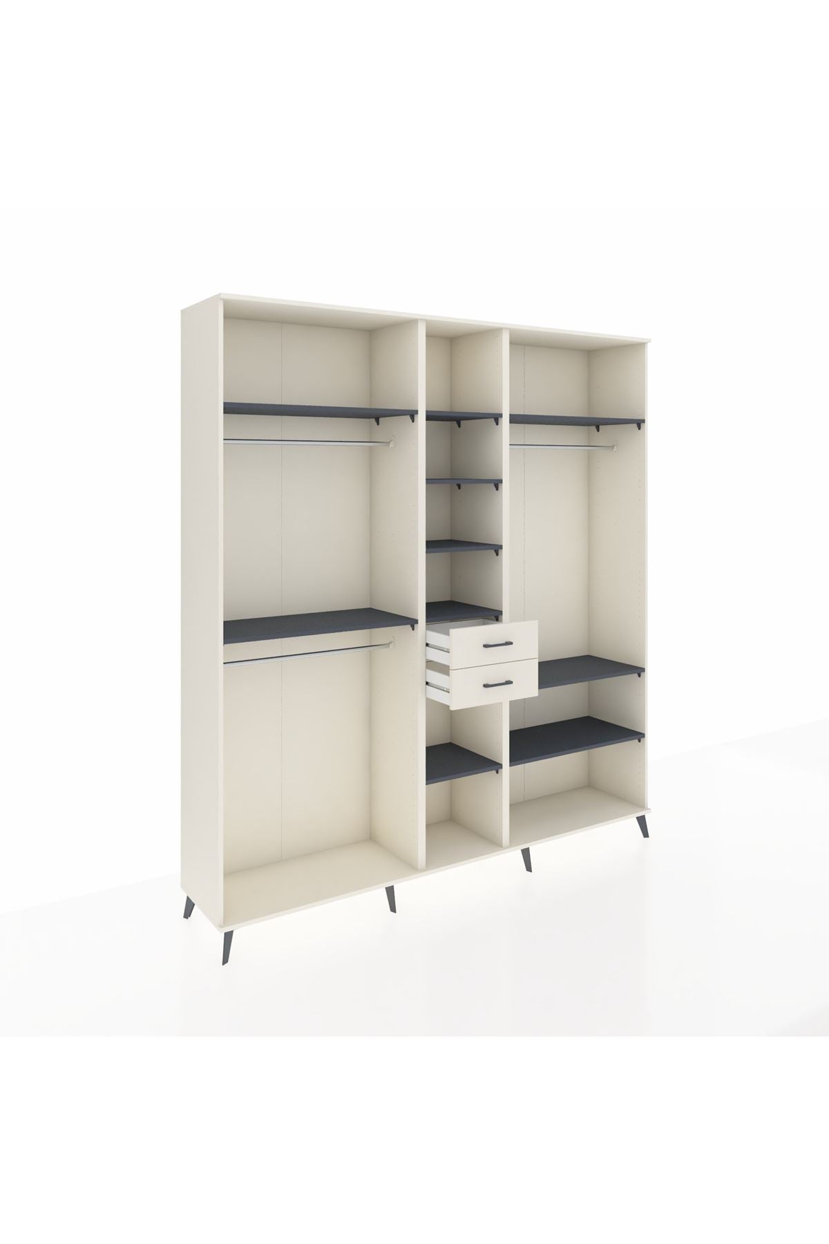 Hyperion Dolap 10 Raflı 2 Çekmeceli 3 Askılı 220x44x243 Aytaşı-Antrasit/Aytaşı