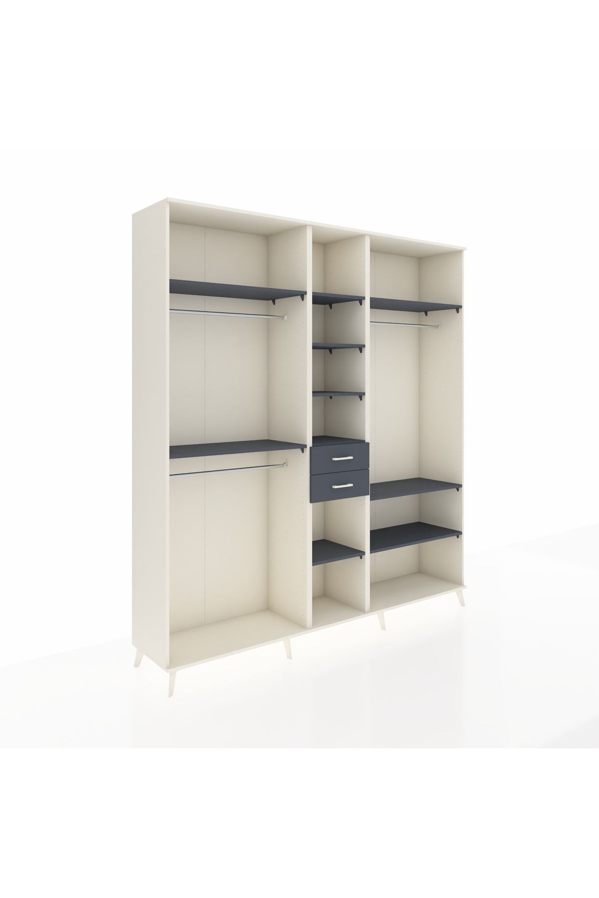 Hyperion Dolap 10 Raflı 2 Çekmeceli 3 Askılı 220x44x243 Aytaşı-Antrasit/Antrasit