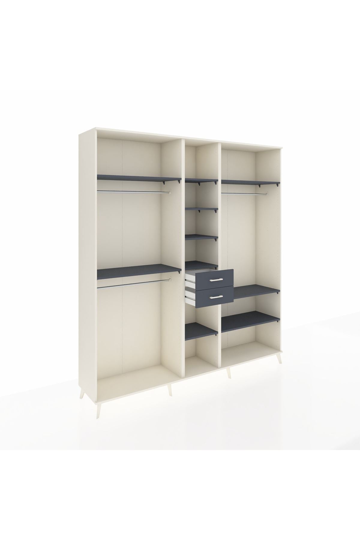 Hyperion Dolap 10 Raflı 2 Çekmeceli 3 Askılı 220x44x243 Aytaşı-Antrasit/Antrasit