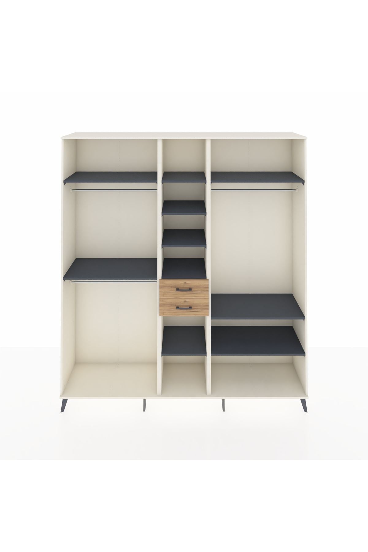 Hyperion Dolap 10 Raflı 2 Çekmeceli 3 Askılı 220x44x243 Aytaşı-Antrasit/Çam