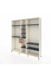 Hyperion Dolap 10 Raflı 2 Çekmeceli 3 Askılı 220x44x243 Aytaşı-Antrasit/Çam