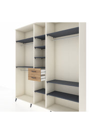 Hyperion Dolap 10 Raflı 2 Çekmeceli 3 Askılı 220x44x243 Aytaşı-Antrasit/Çam