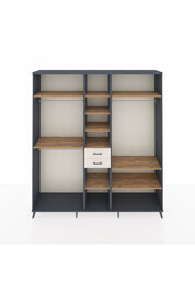 Hyperion Dolap 10 Raflı 2 Çekmeceli 3 Askılı 220x44x243 Antrasit-Çam/Aytaşı