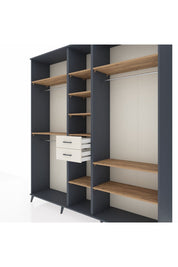 Hyperion Dolap 10 Raflı 2 Çekmeceli 3 Askılı 220x44x243 Antrasit-Çam/Aytaşı