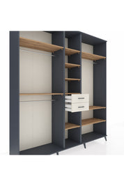 Hyperion Dolap 10 Raflı 2 Çekmeceli 3 Askılı 220x44x243 Antrasit-Çam/Aytaşı