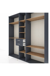 Hyperion Dolap 10 Raflı 2 Çekmeceli 3 Askılı 220x44x243 Antrasit-Çam/Antrasit