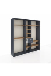 Hyperion Dolap 10 Raflı 2 Çekmeceli 3 Askılı 220x44x243 Antrasit-Çam/Antrasit