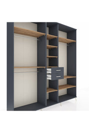 Hyperion Dolap 10 Raflı 2 Çekmeceli 3 Askılı 220x44x243 Antrasit-Çam/Antrasit