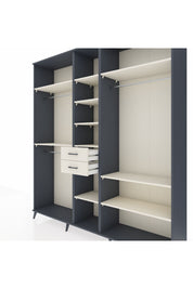 Hyperion Dolap 10 Raflı 2 Çekmeceli 3 Askılı 220x44x243 Antrasit-Aytaşı/Aytaşı