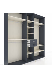 Hyperion Dolap 10 Raflı 2 Çekmeceli 3 Askılı 220x44x243 Antrasit-Aytaşı/Antrasit