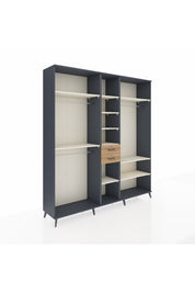 Hyperion Dolap 10 Raflı 2 Çekmeceli 3 Askılı 220x44x243 Antrasit-Aytaşı/Çam