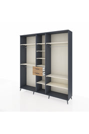 Hyperion Dolap 10 Raflı 2 Çekmeceli 3 Askılı 220x44x243 Antrasit-Aytaşı/Çam