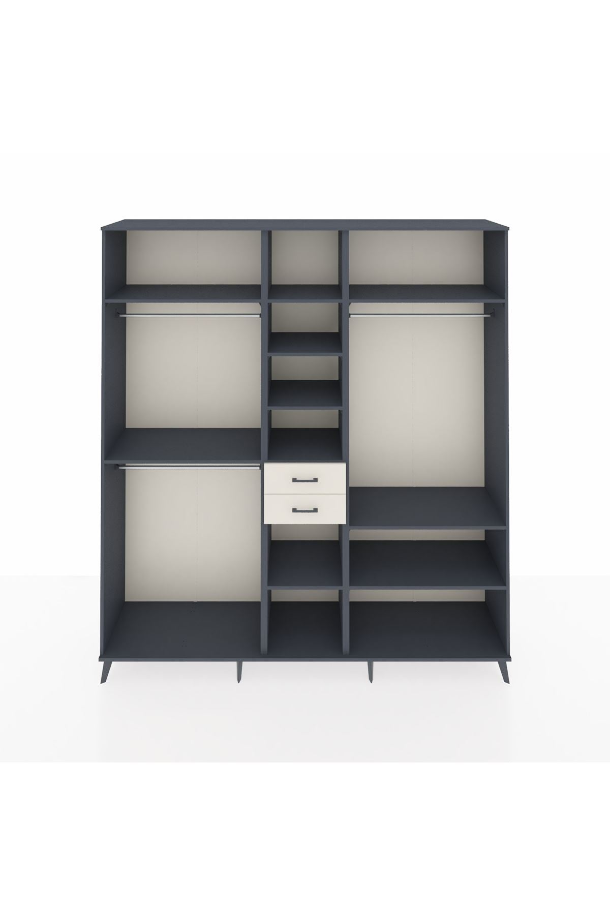 Hyperion Dolap 10 Raflı 2 Çekmeceli 3 Askılı 220x44x243 Antrasit-Antrasit/Aytaşı