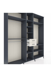 Hyperion Dolap 10 Raflı 2 Çekmeceli 3 Askılı 220x44x243 Antrasit-Antrasit/Aytaşı