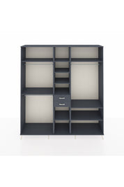 Hyperion Dolap 10 Raflı 2 Çekmeceli 3 Askılı 220x44x243 Antrasit-Antrasit/Antrasit