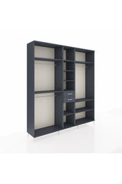 Hyperion Dolap 10 Raflı 2 Çekmeceli 3 Askılı 220x44x243 Antrasit-Antrasit/Antrasit