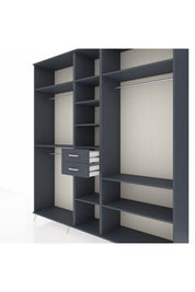 Hyperion Dolap 10 Raflı 2 Çekmeceli 3 Askılı 220x44x243 Antrasit-Antrasit/Antrasit