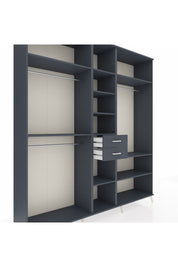 Hyperion Dolap 10 Raflı 2 Çekmeceli 3 Askılı 220x44x243 Antrasit-Antrasit/Antrasit