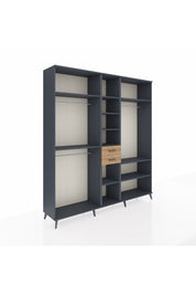 Hyperion Dolap 10 Raflı 2 Çekmeceli 3 Askılı 220x44x243 Antrasit-Antrasit/Çam