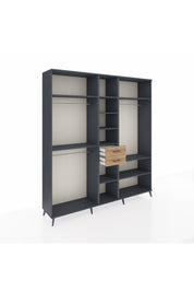 Hyperion Dolap 10 Raflı 2 Çekmeceli 3 Askılı 220x44x243 Antrasit-Antrasit/Çam