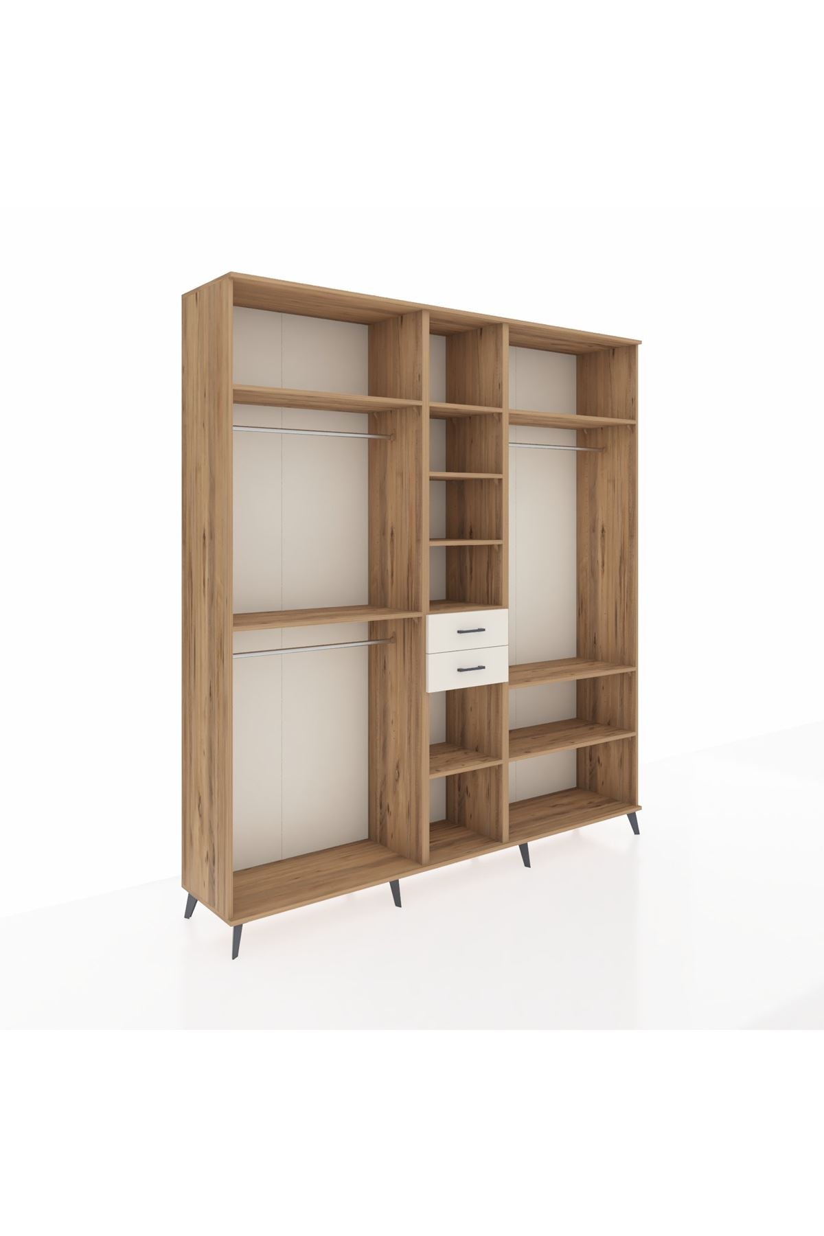 Hyperion Dolap 10 Raflı 2 Çekmeceli 3 Askılı 220x44x243 Çam-Çam/Aytaşı