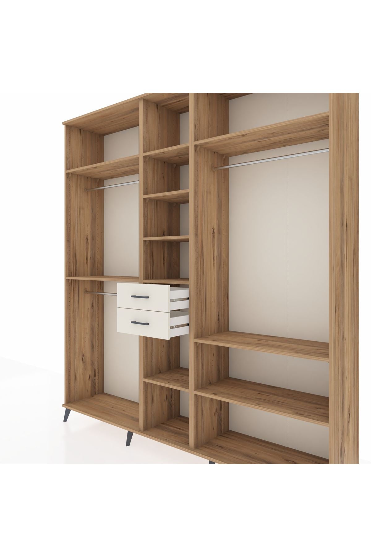 Hyperion Dolap 10 Raflı 2 Çekmeceli 3 Askılı 220x44x243 Çam-Çam/Aytaşı