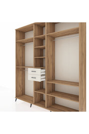 Hyperion Dolap 10 Raflı 2 Çekmeceli 3 Askılı 220x44x243 Çam-Çam/Aytaşı