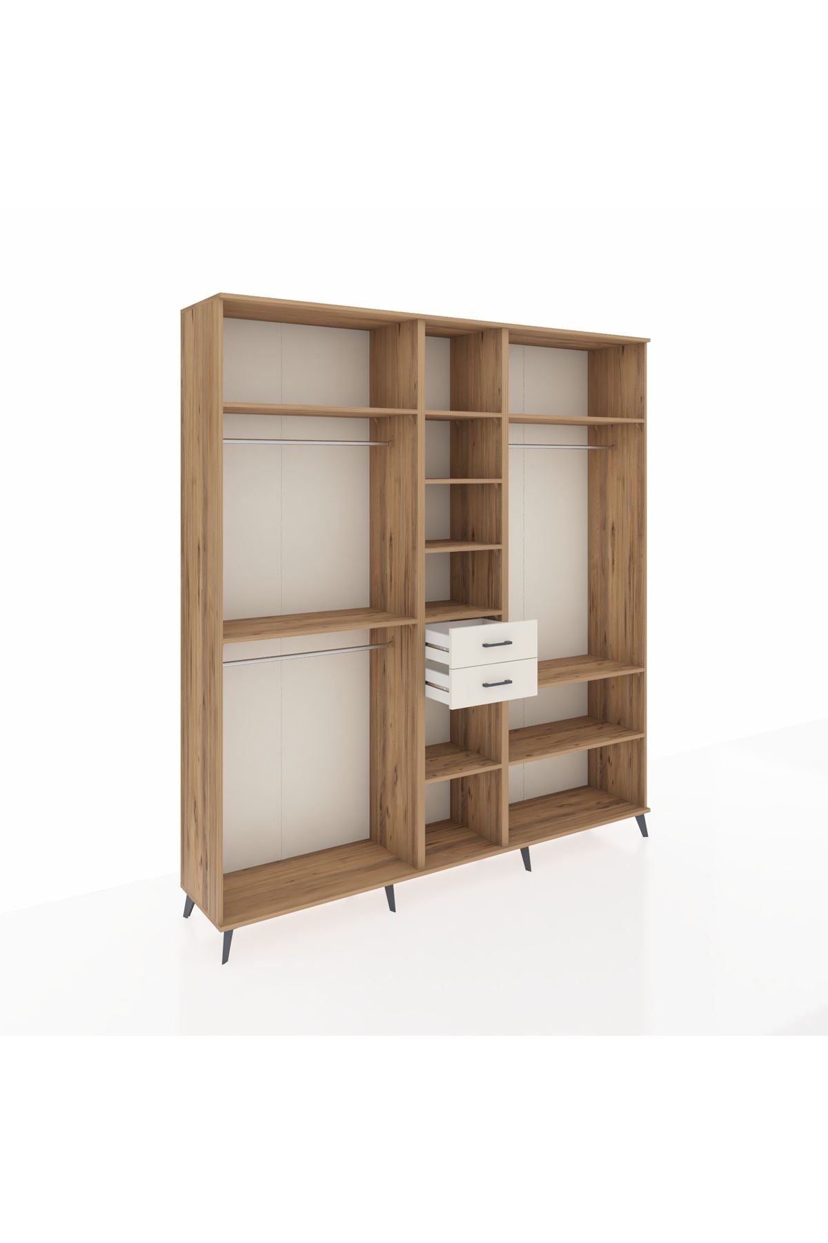 Hyperion Dolap 10 Raflı 2 Çekmeceli 3 Askılı 220x44x243 Çam-Çam/Aytaşı