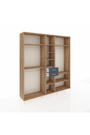 Hyperion Dolap 10 Raflı 2 Çekmeceli 3 Askılı 220x44x243 Çam-Çam/Antrasit