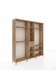Hyperion Dolap 10 Raflı 2 Çekmeceli 3 Askılı 220x44x243 Çam-Çam/Çam
