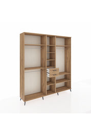 Hyperion Dolap 10 Raflı 2 Çekmeceli 3 Askılı 220x44x243 Çam-Çam/Çam